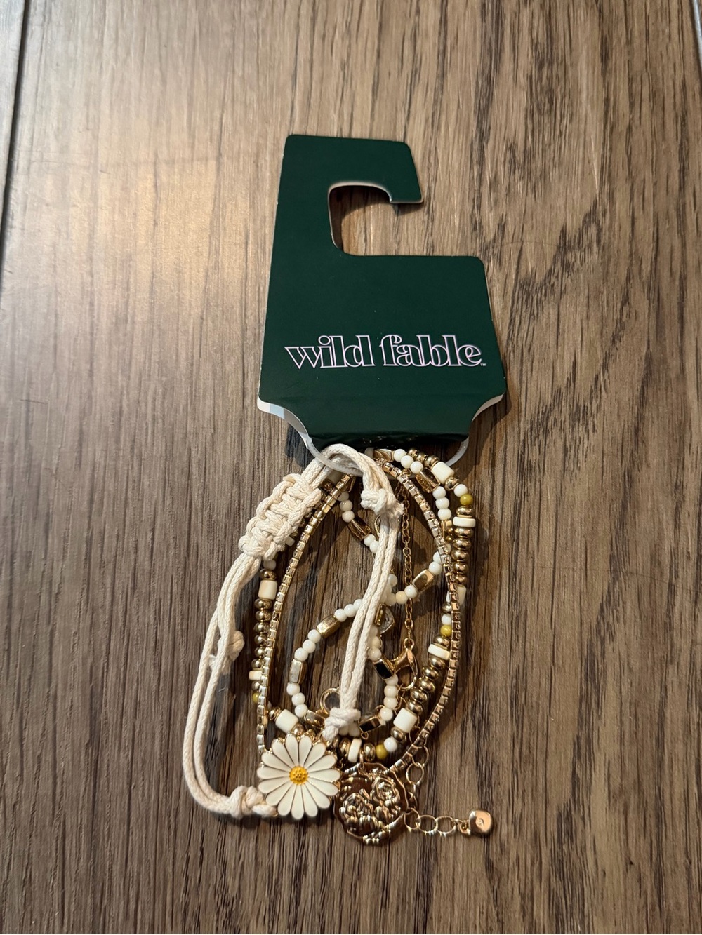 wild fable White & Gold Multi-Strand Beaded Bracelet Set